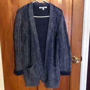 North Style Vintage-wash Cable knit Cardigan